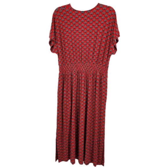 Boden Radish Geo Jersey Midi Dress Elastic Waist Short Sleeve Size 16P Petite - Picture 9 of 9